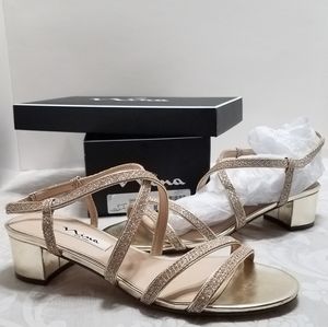 Nina gold shimmer sparkle sandals